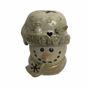 Snowman Christmas tea light votive candle holder